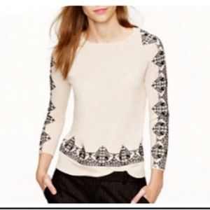 JCrew Paisley Embroidered Merino Sweater